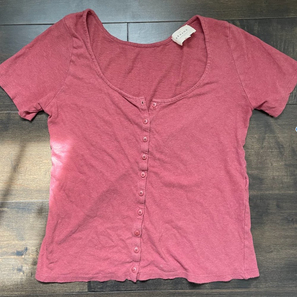 Sezane Short Sleeve Pink Tee